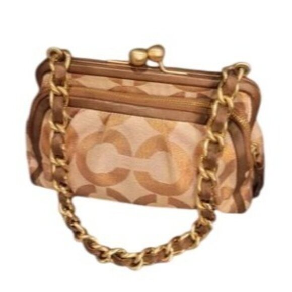 COACH 2009 Parker OP Art Frame Kisslock Triple Compartment Signature Sufflette - Picture 2 of 16